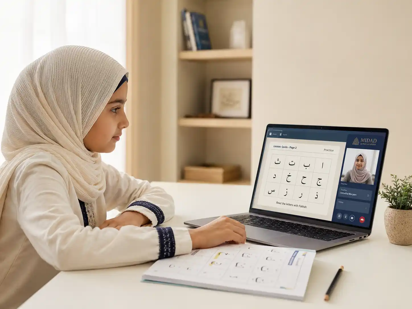 girl studying quran online